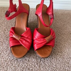 Local European Red and Brown Sandals with Bow Detail